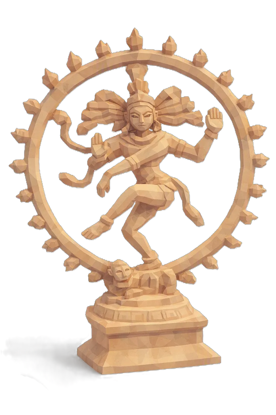 Low-poly 3D-printed Nataraja statue