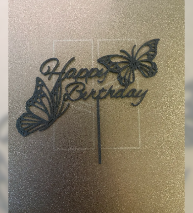 Teal 3D Printed Happy Birthday Cake Topper